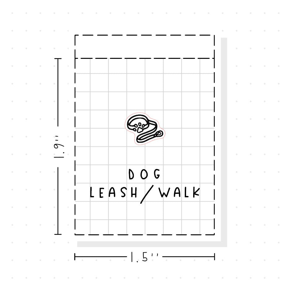 (PM457) Dog Leash/Walk - Tiny Minimal Icon Stickers