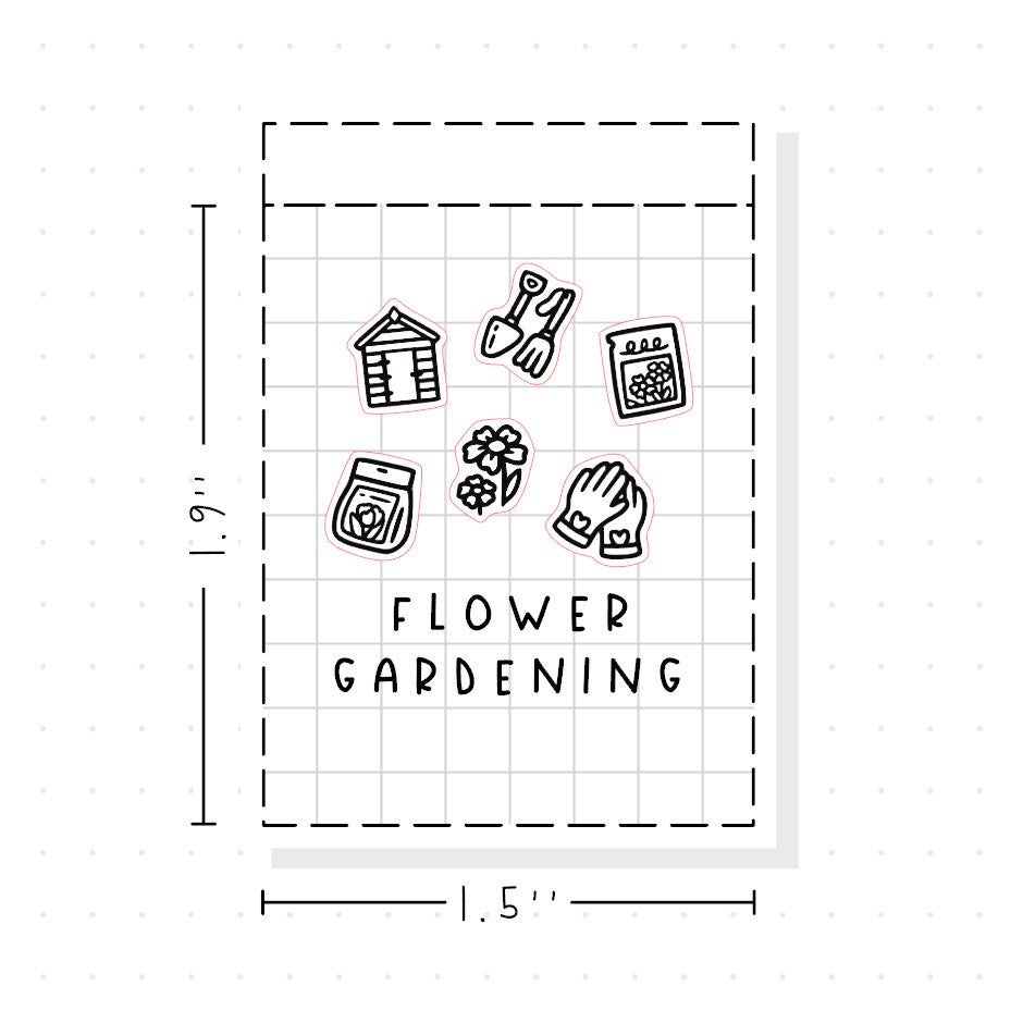(PM458) Flower Gardening - Tiny Minimal Icon Stickers