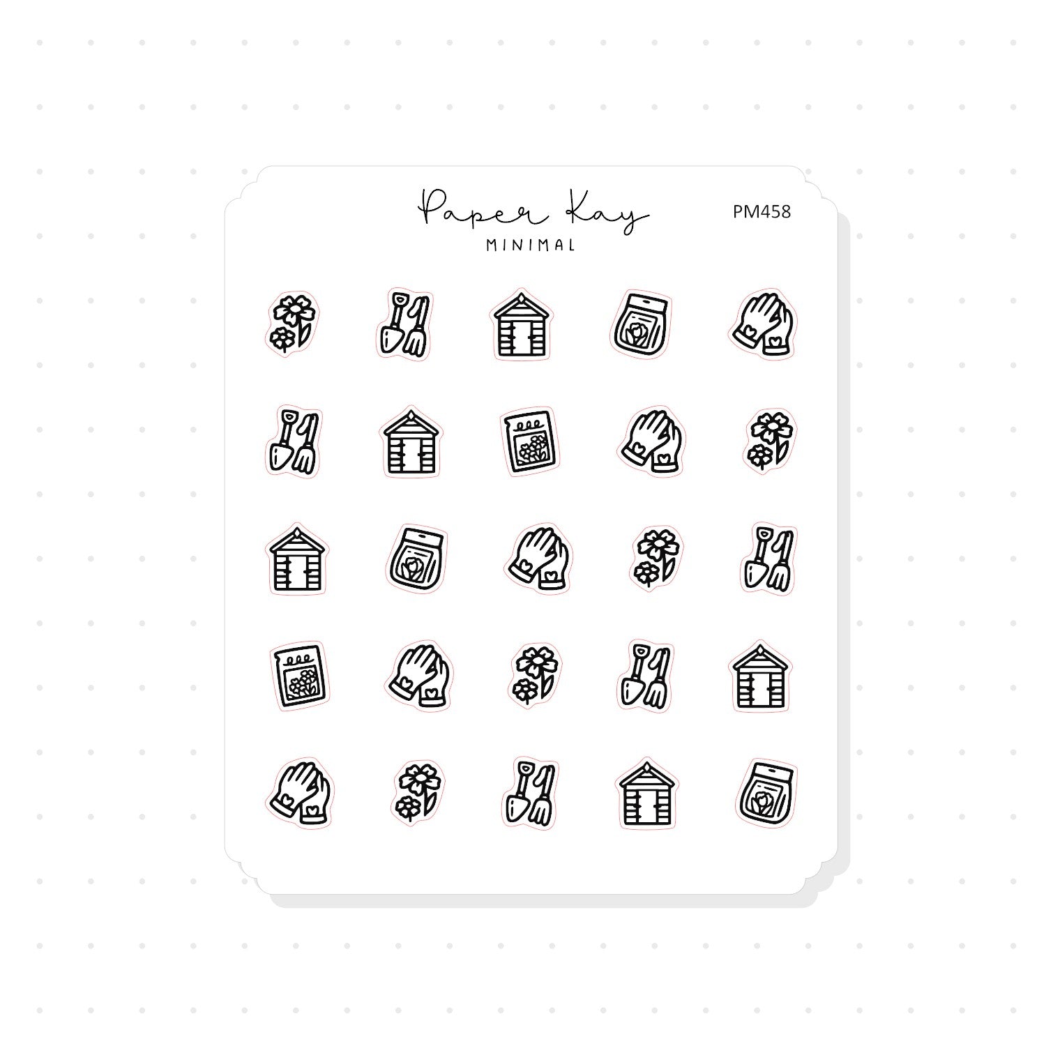 (PM458) Flower Gardening - Tiny Minimal Icon Stickers
