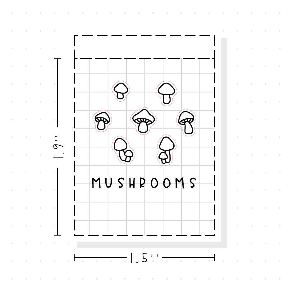 (PM469) Mushrooms - Tiny Minimal Icon Stickers