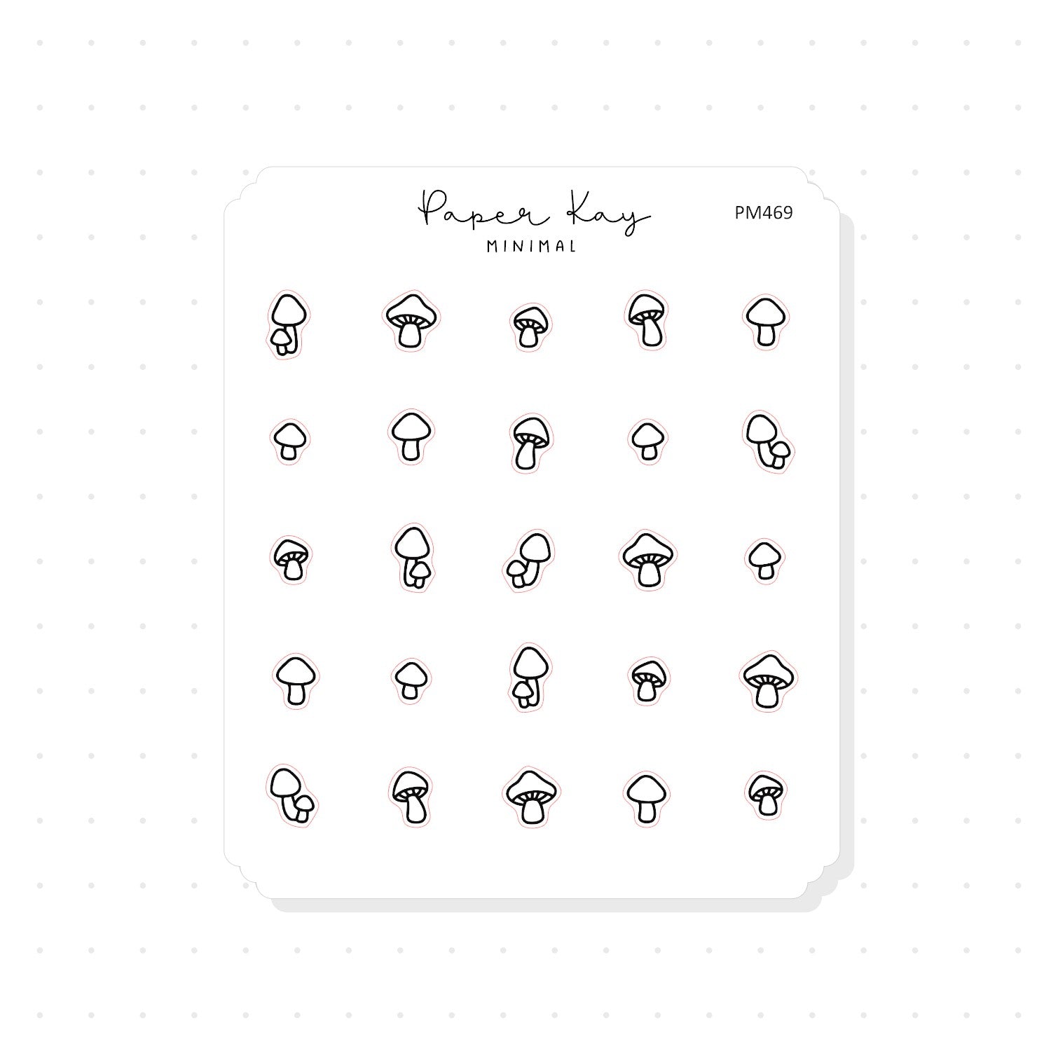 (PM469) Mushrooms - Tiny Minimal Icon Stickers