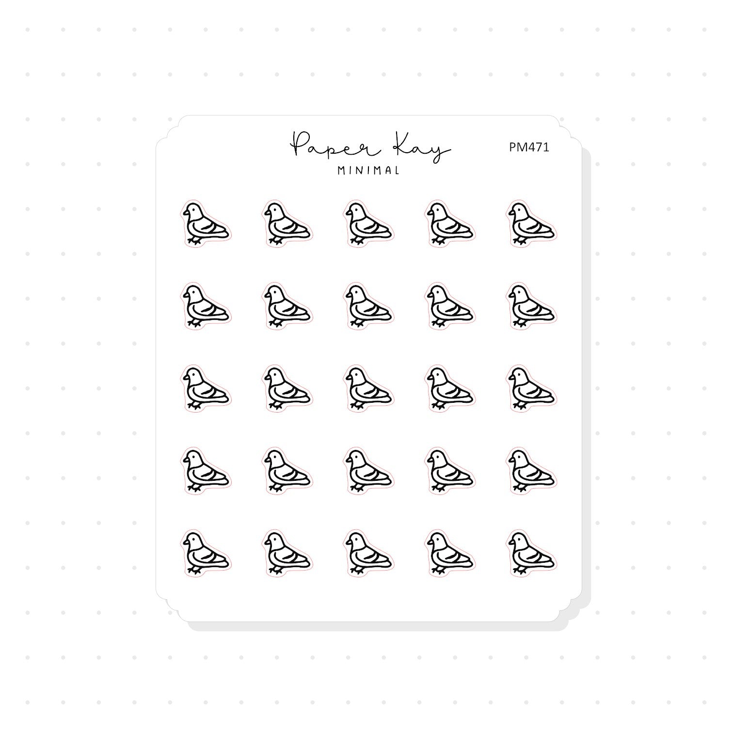 (PM471) Pigeon - Tiny Minimal Icon Stickers
