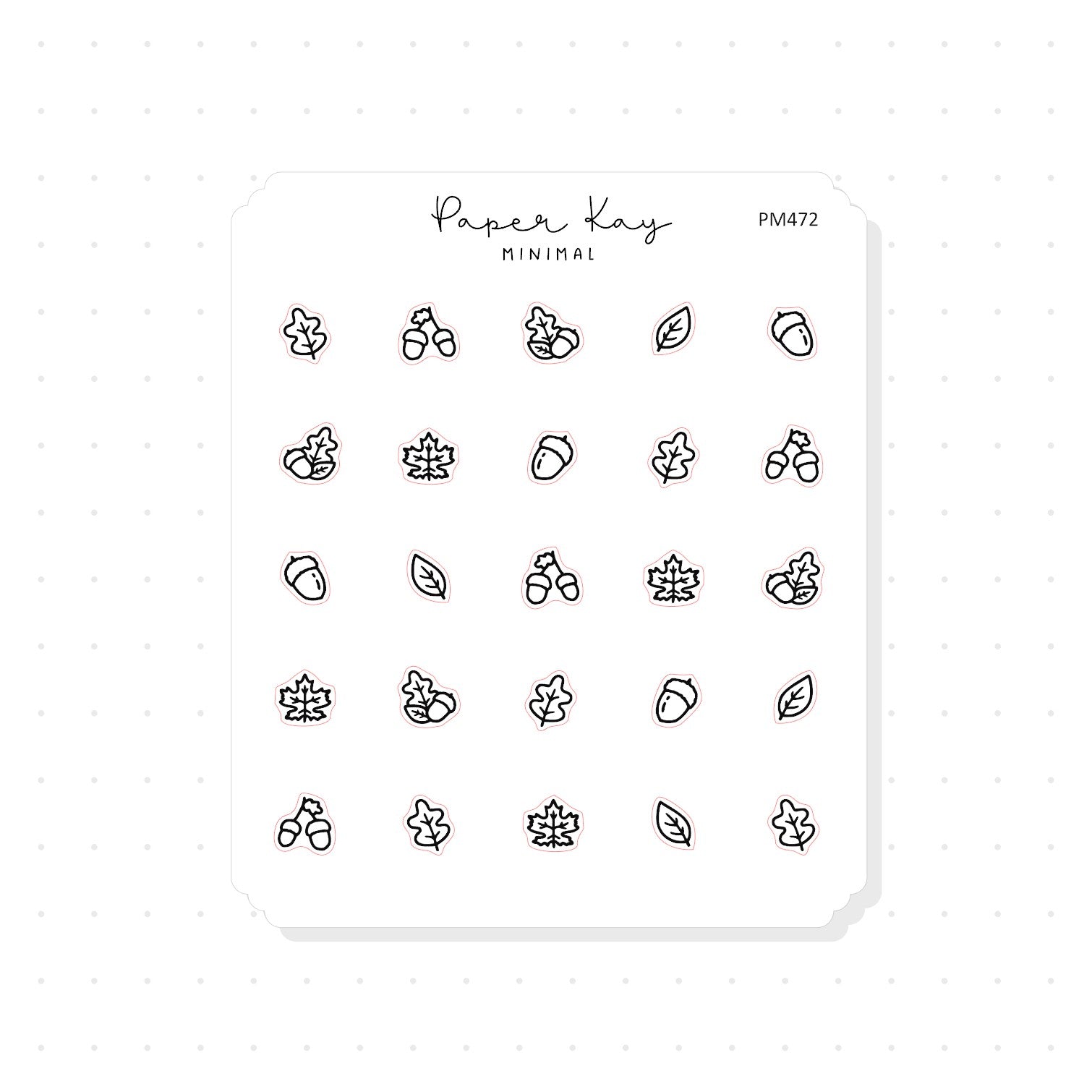 (PM472) Acorns and Leaves - Tiny Minimal Icon Stickers