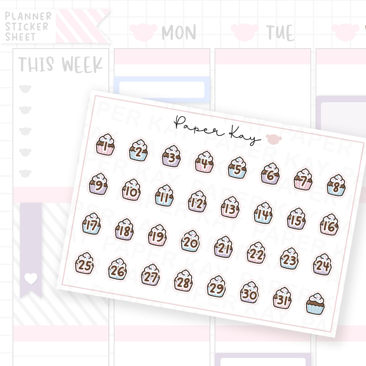 Pastel Sprinkle Cupcakes Date Dot Stickers