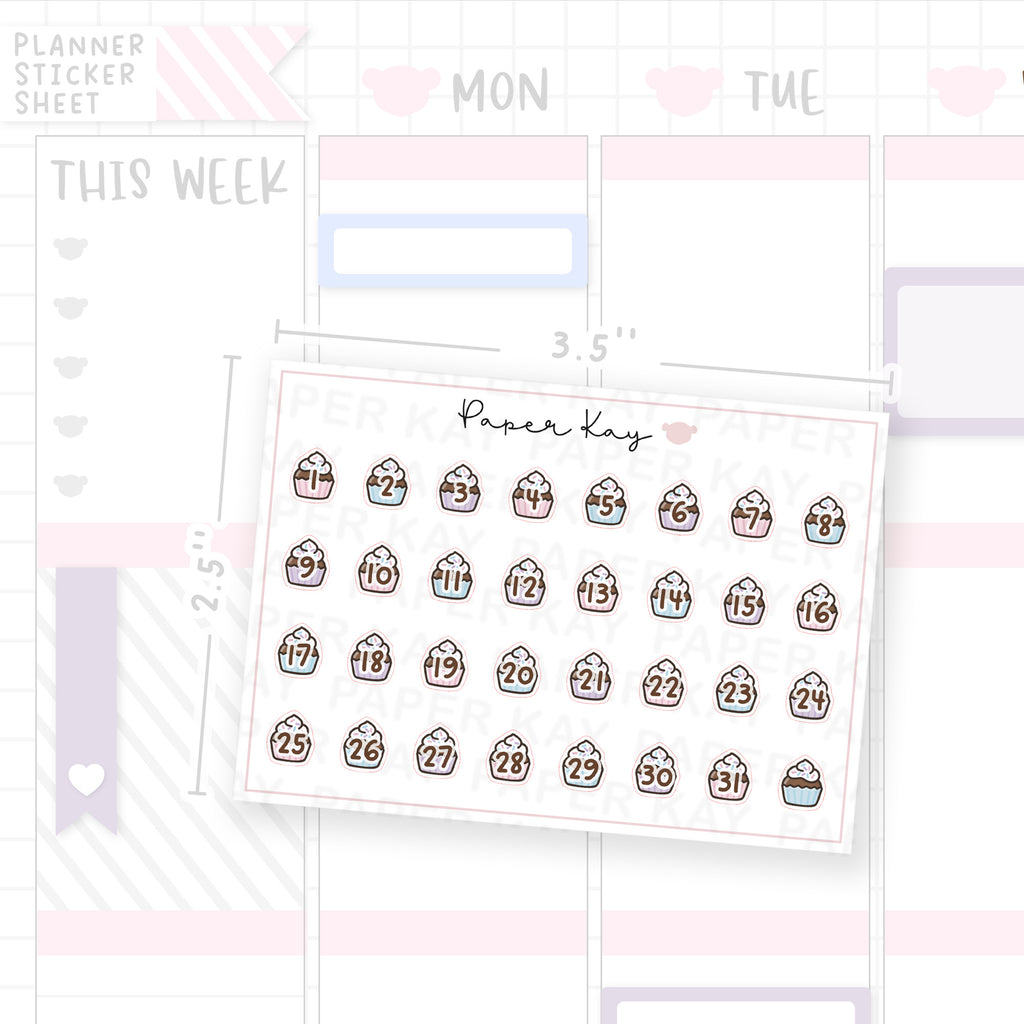 Pastel Sprinkle Cupcakes Date Dot Stickers