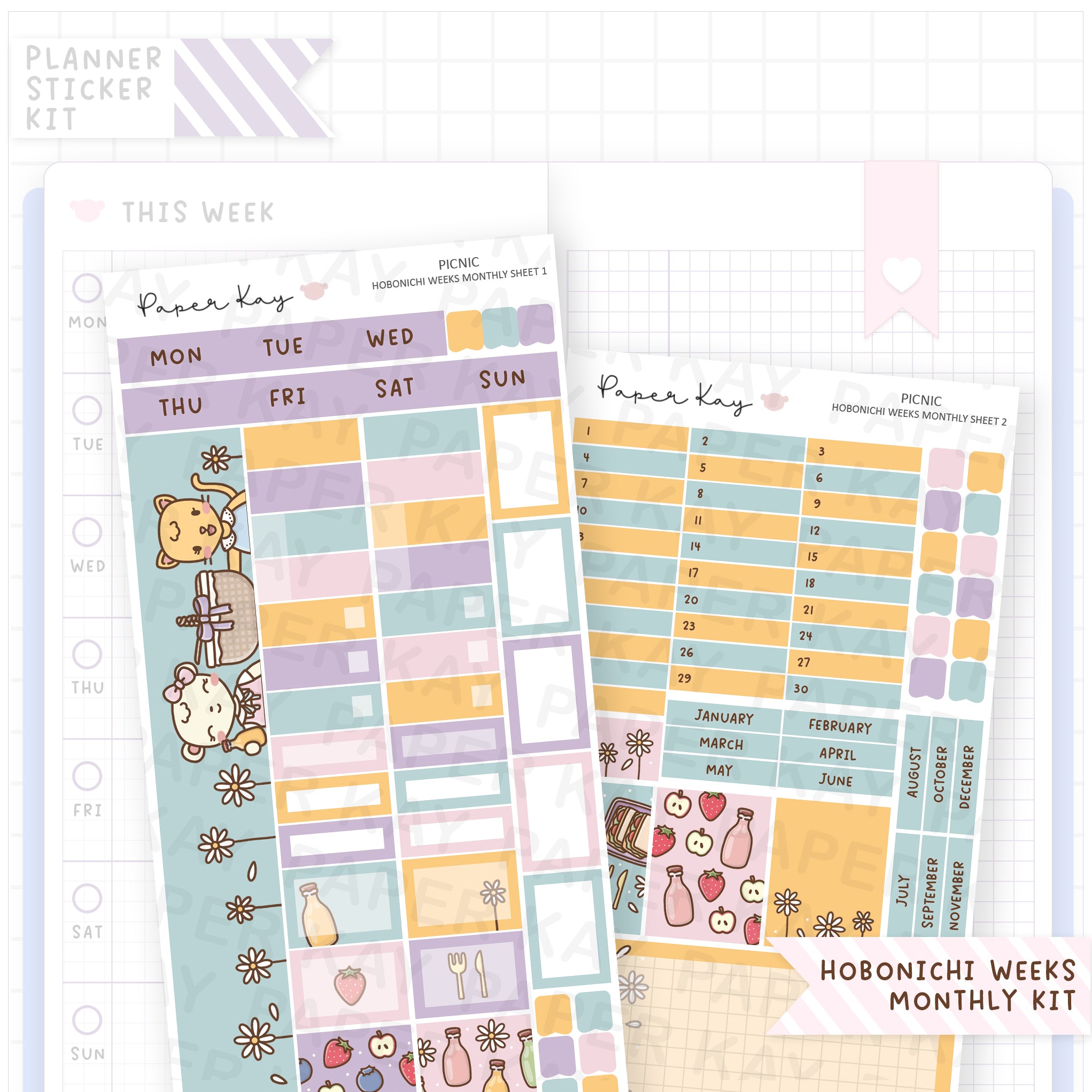 Picnic Hobonichi Weeks Monthly Sticker Kit
