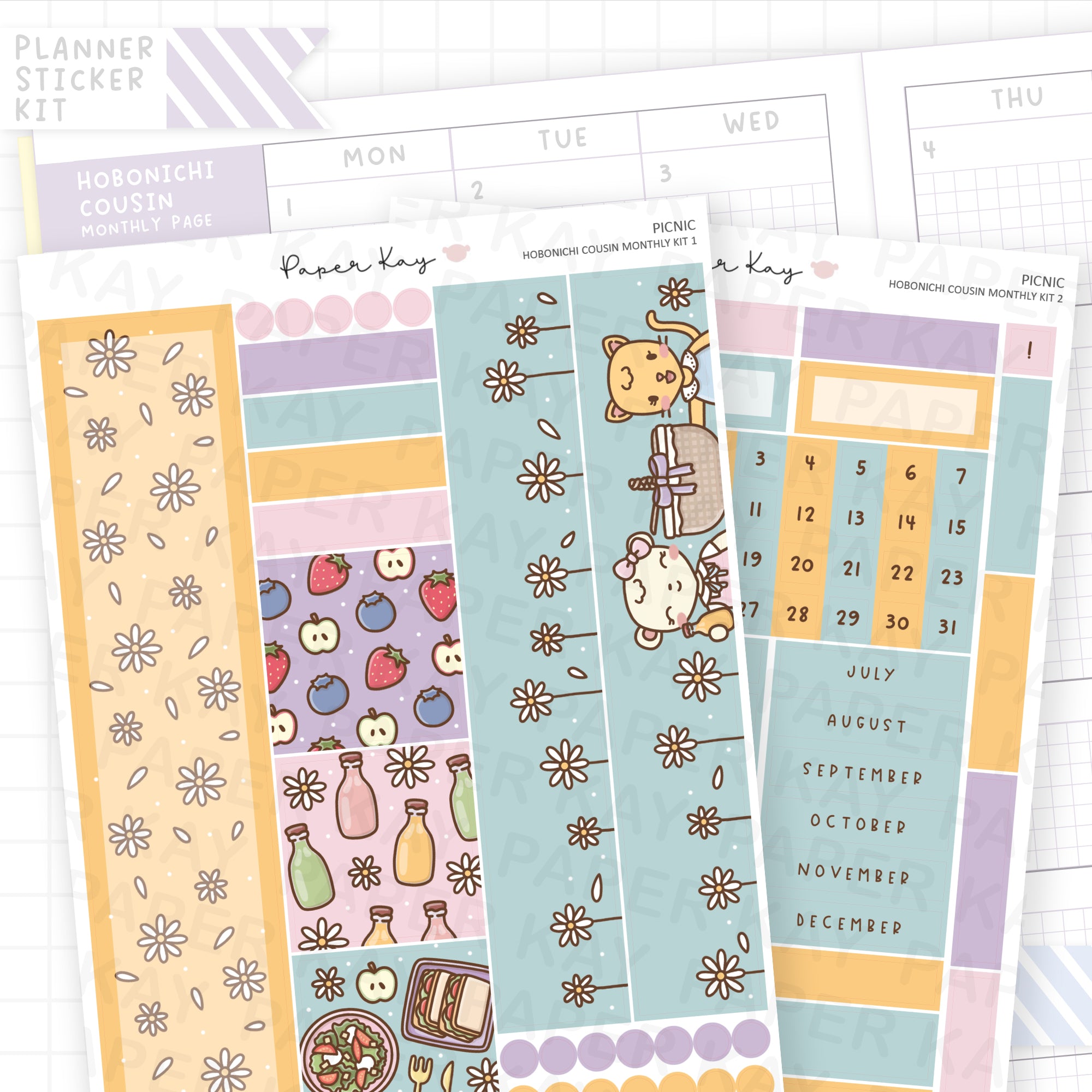 Picnic Hobonichi Cousin Monthly Sticker Kit