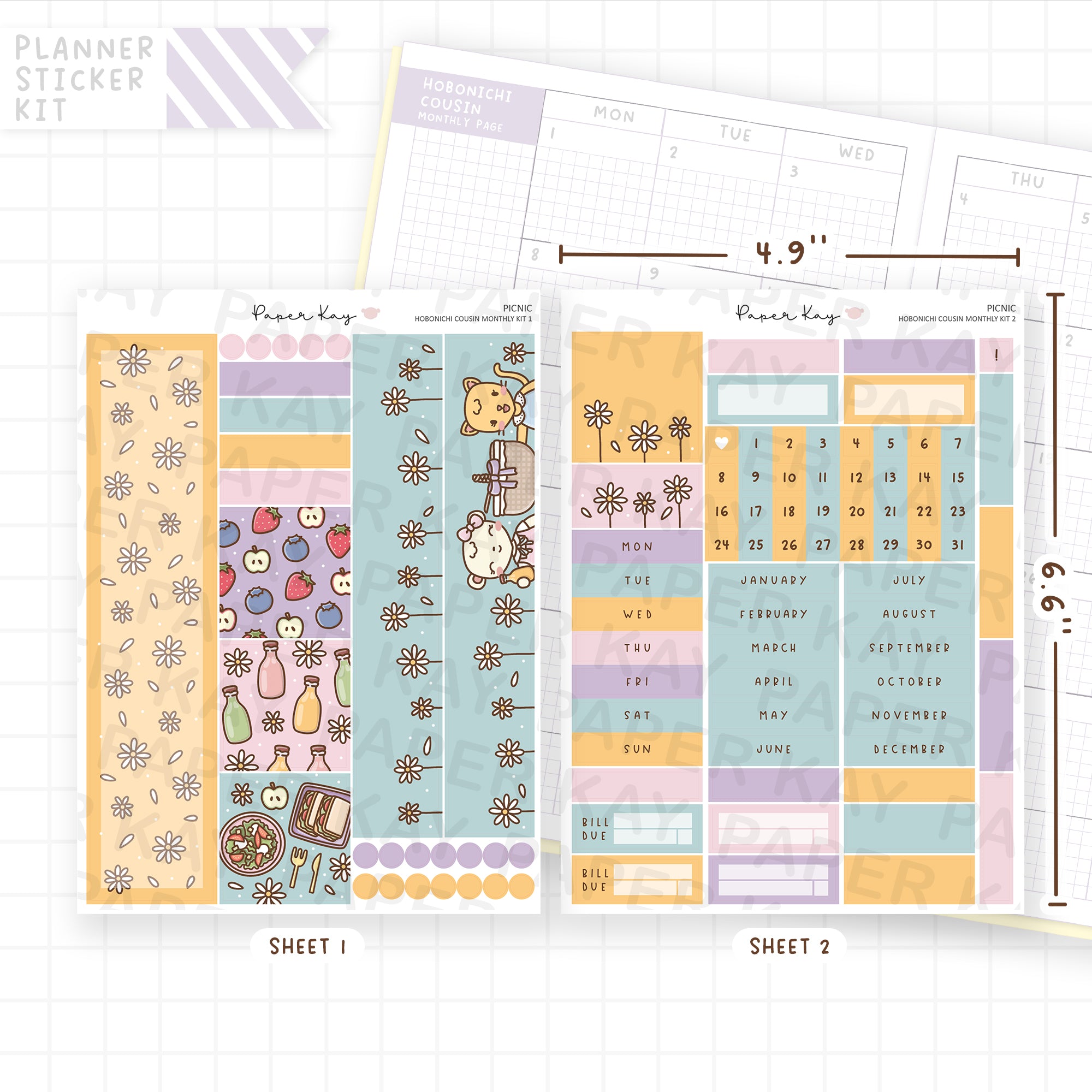 Picnic Hobonichi Cousin Monthly Sticker Kit