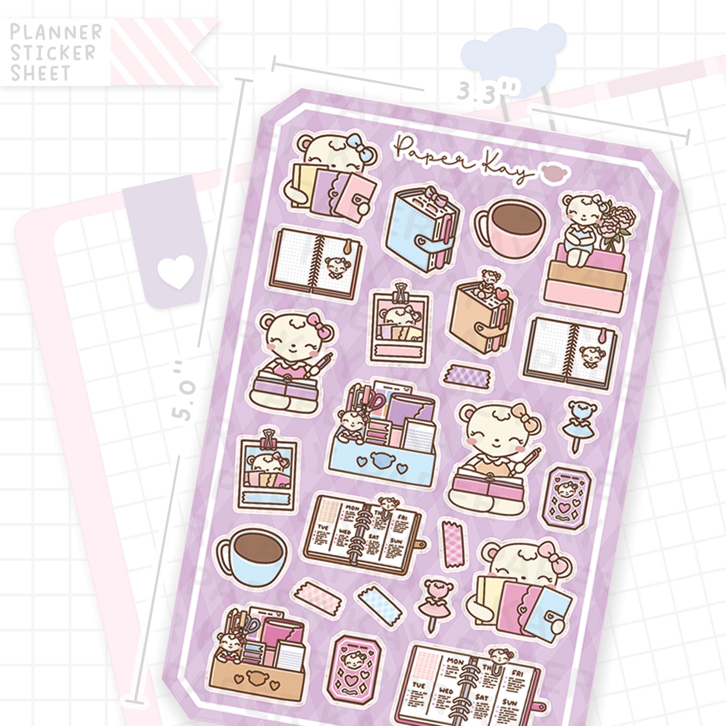 Planner Girl Dot the Bear Bujo Deco Stickers