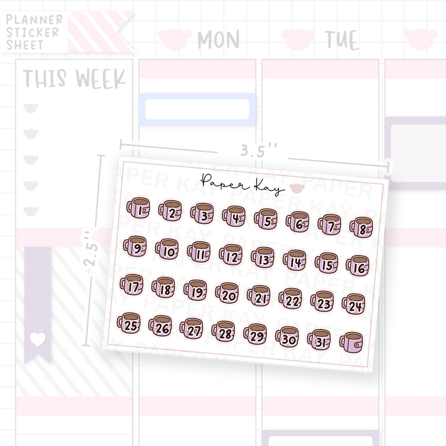 Planner Girl Mug Date Dot Stickers