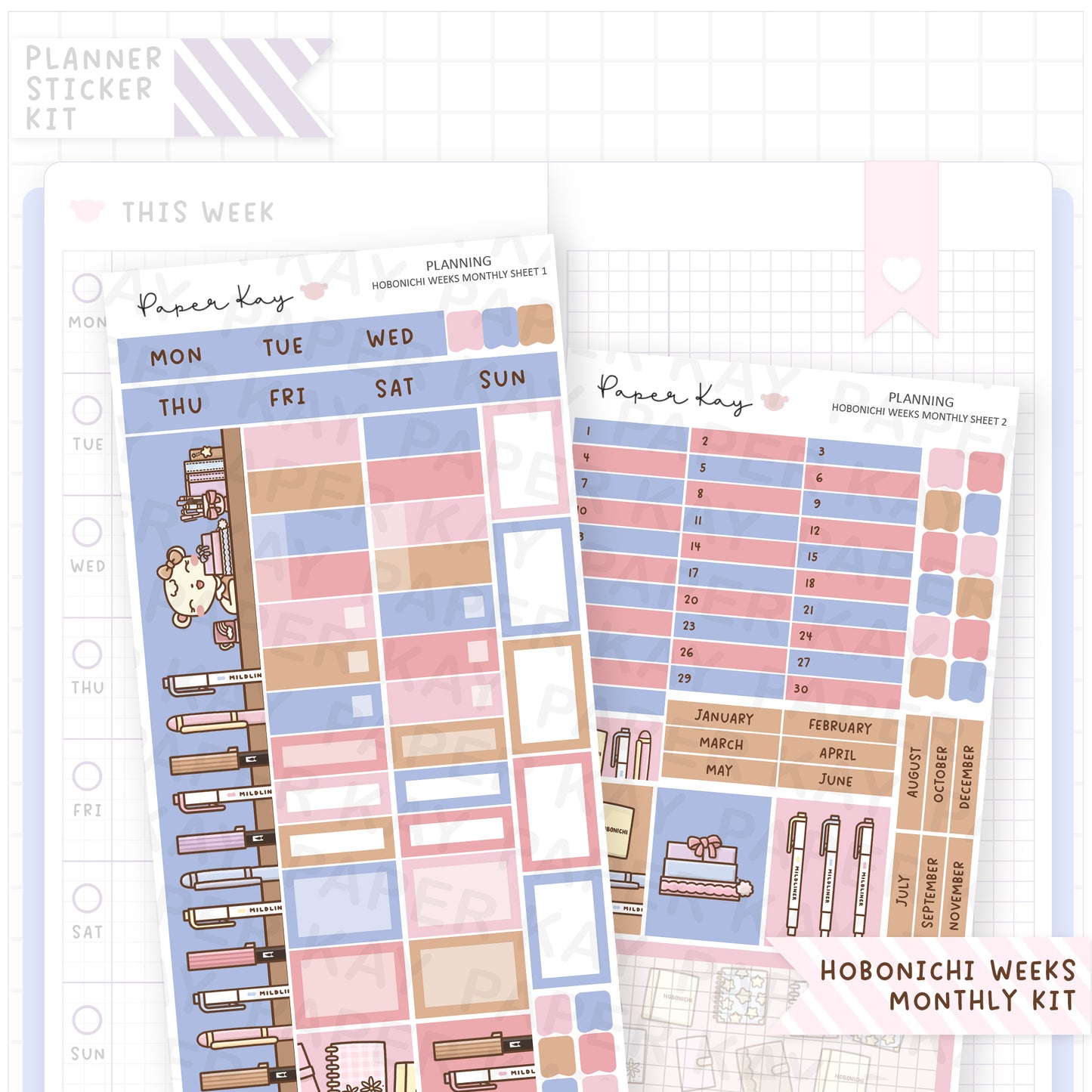 Planning Hobonichi Weeks Monthly Sticker Kit – Paper Kay