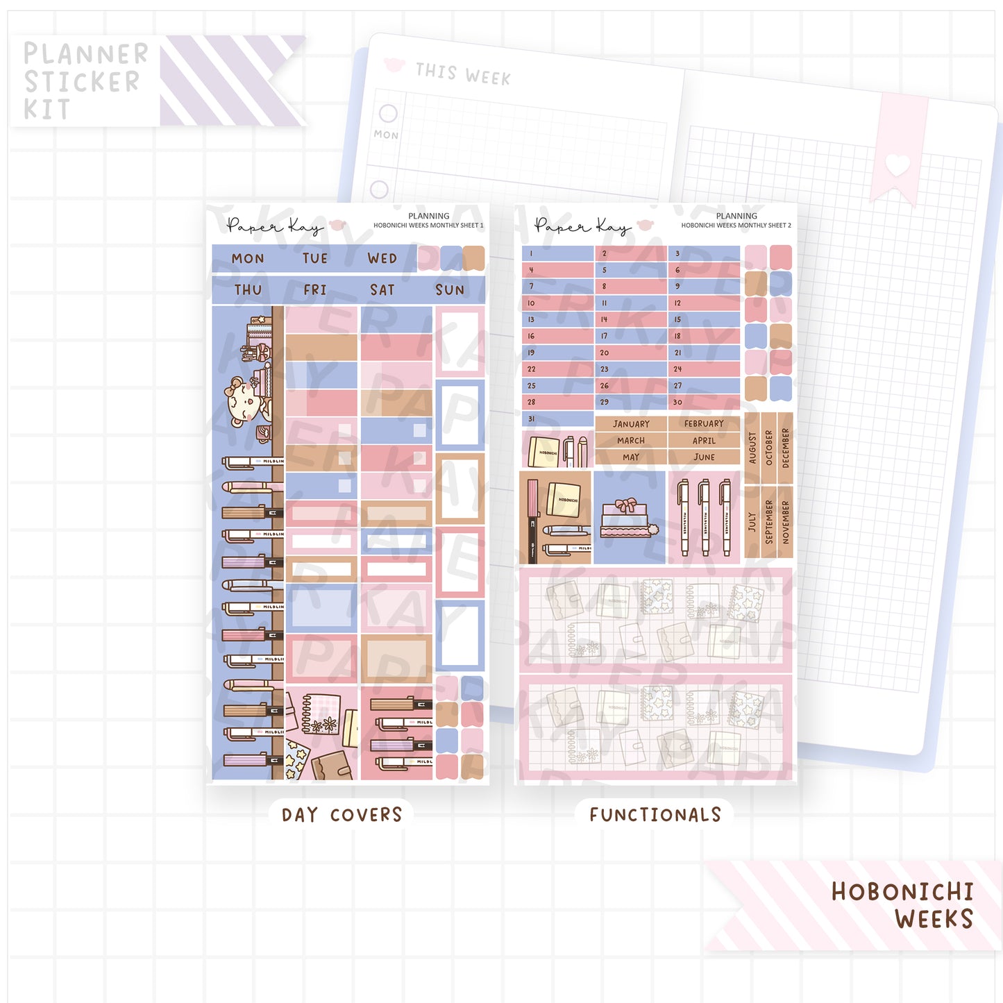 Planning Hobonichi Weeks Monthly Sticker Kit – Paper Kay
