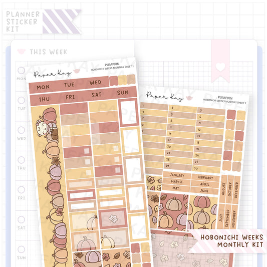 Pumpkin Hobonichi Weeks Monthly Sticker Kit
