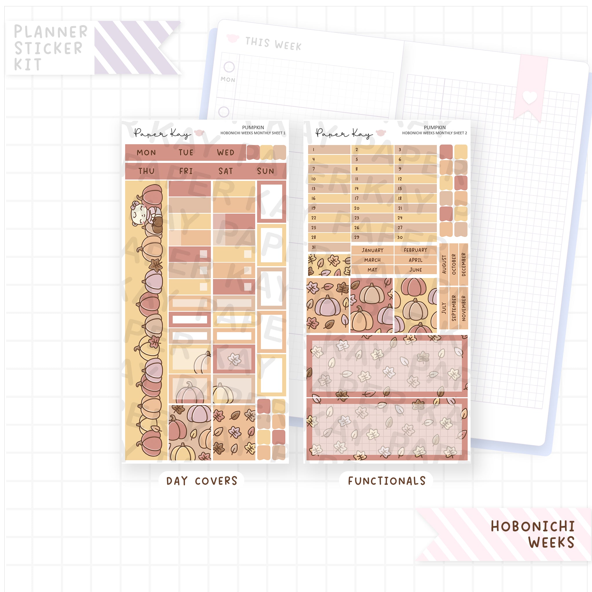 Pumpkin Hobonichi Weeks Monthly Sticker Kit