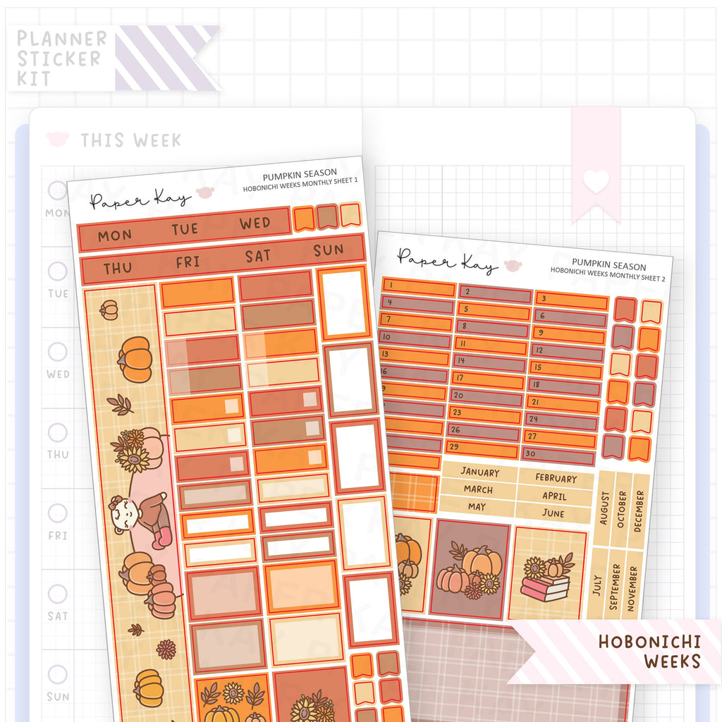 Pumpkin Season Hobonichi Weeks Monthly Sticker Kit