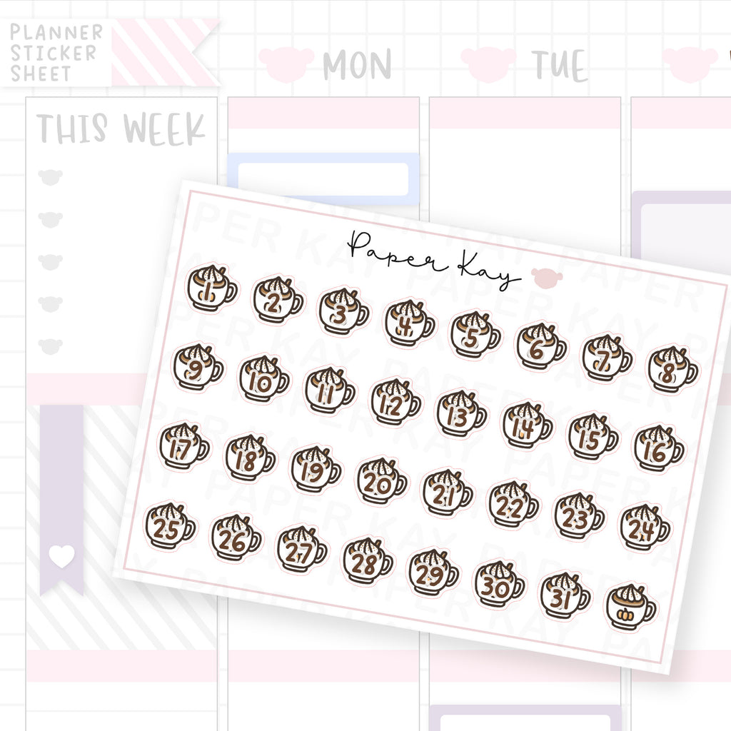 Pumpkin Spice Latte Date Dot Stickers