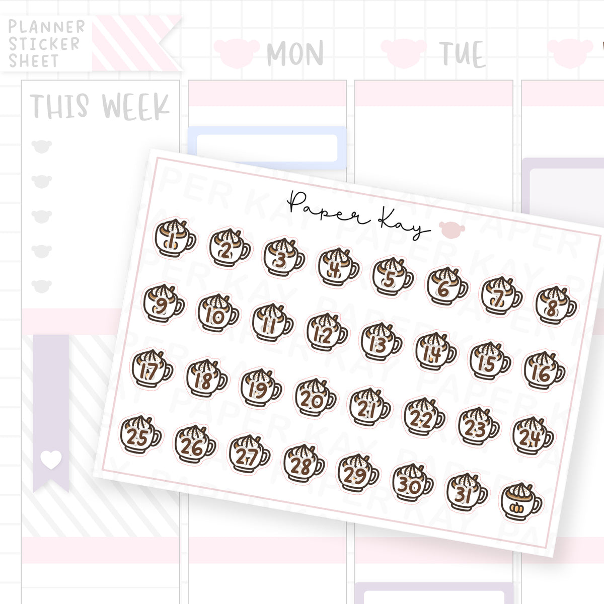 Pumpkin Spice Latte Date Dot Stickers