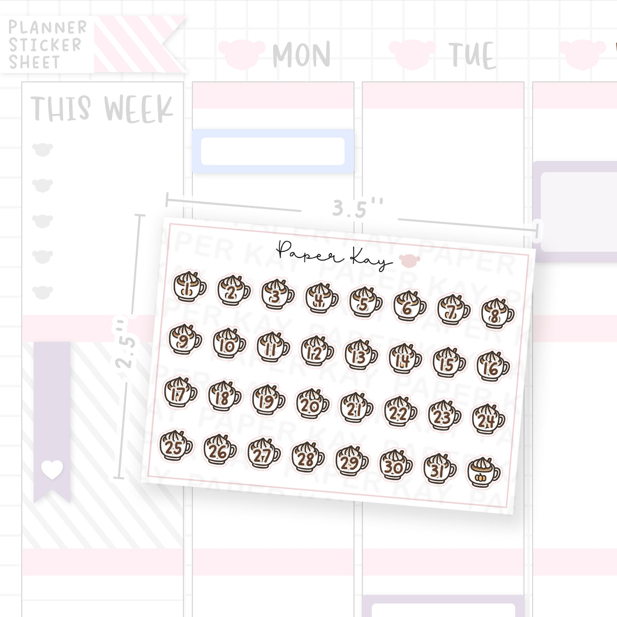 Pumpkin Spice Latte Date Dot Stickers