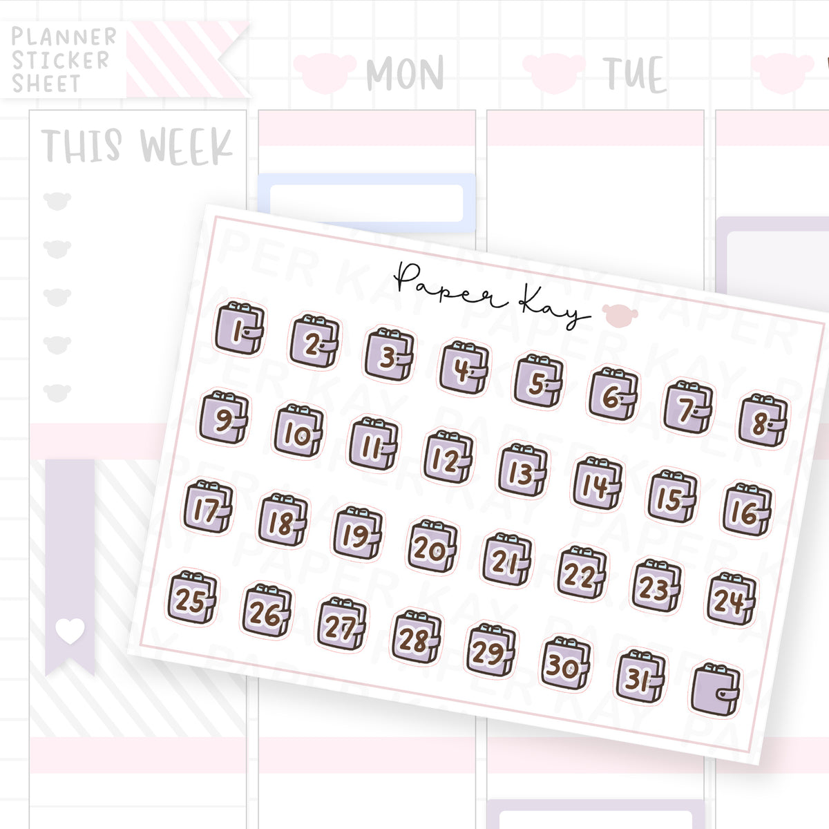 Purple Planner Date Dot Stickers