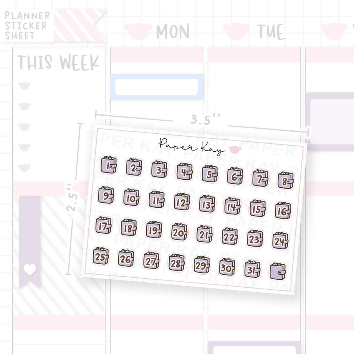 Purple Planner Date Dot Stickers