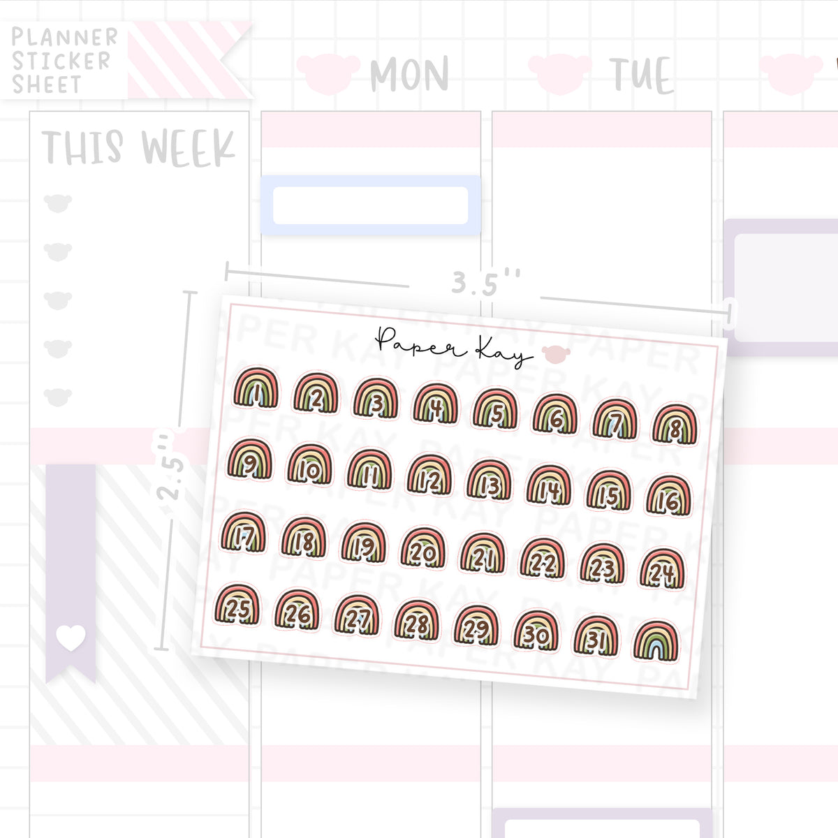 Rainbows Date Dot Stickers