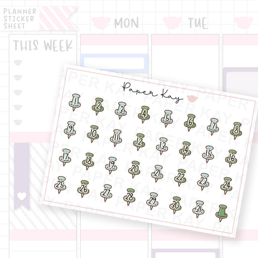 Road Trip Push Pin Date Dot Stickers