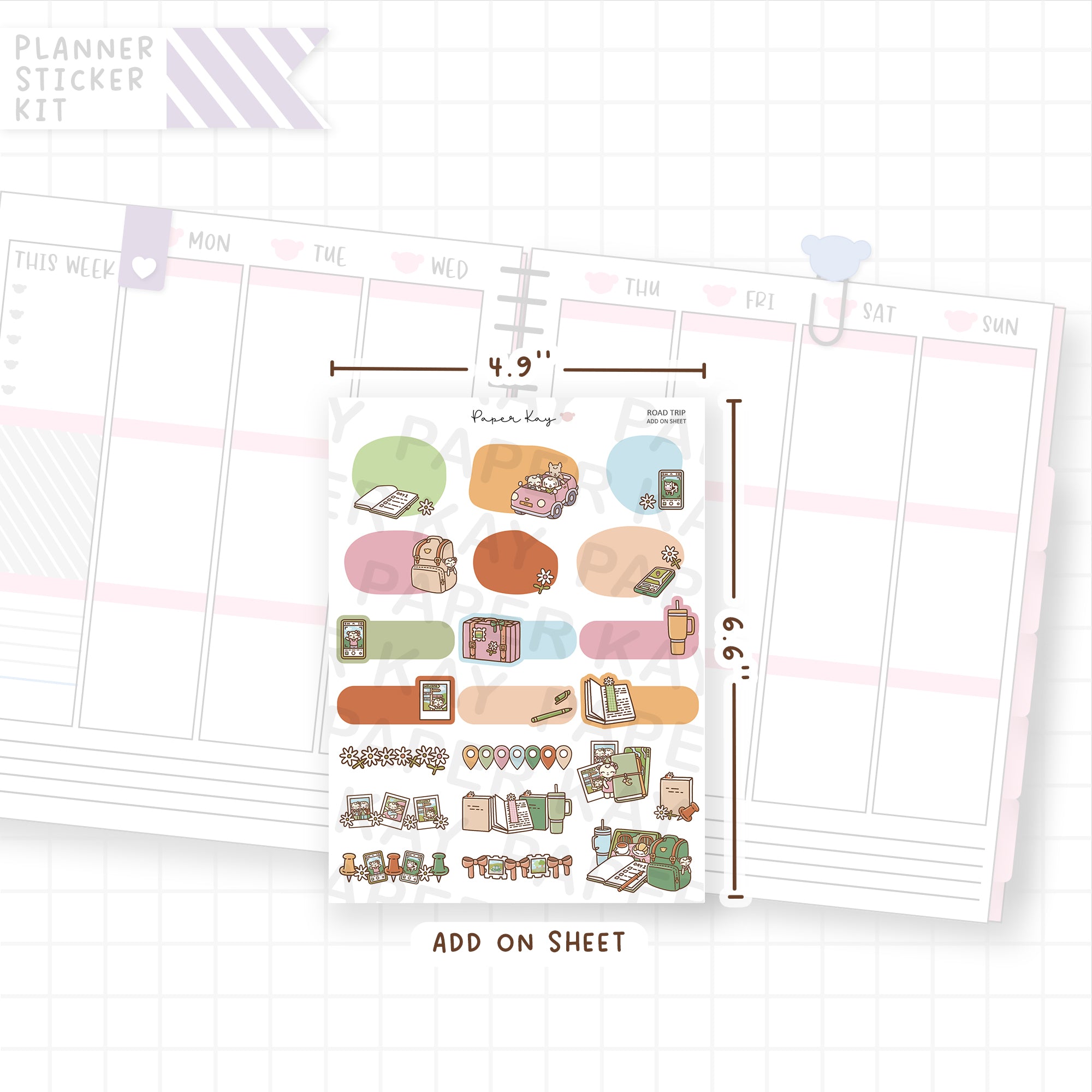 Road Trip Weekly Vertical Kit Add On Sheet