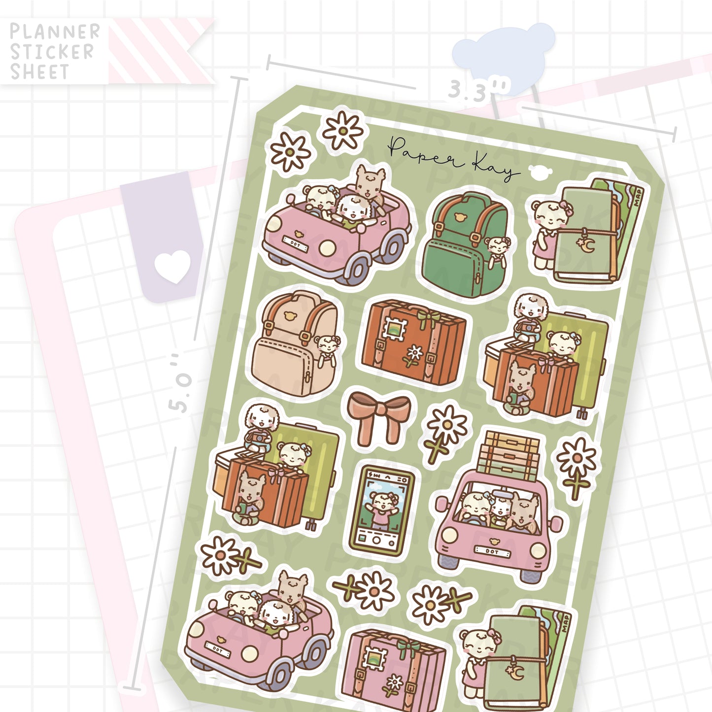 Road Trip Green Bujo Deco Stickers