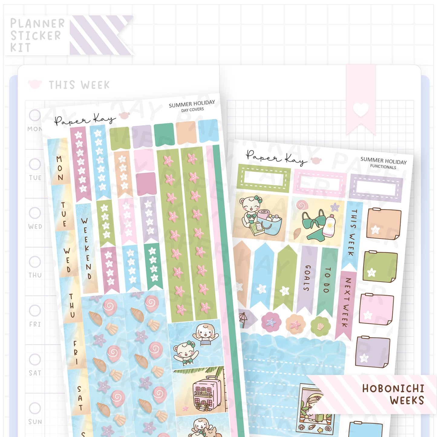 Summer Holiday Hobonichi Weeks Sticker Kit