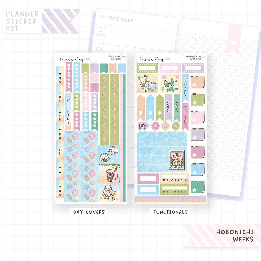 Summer Holiday Hobonichi Weeks Sticker Kit