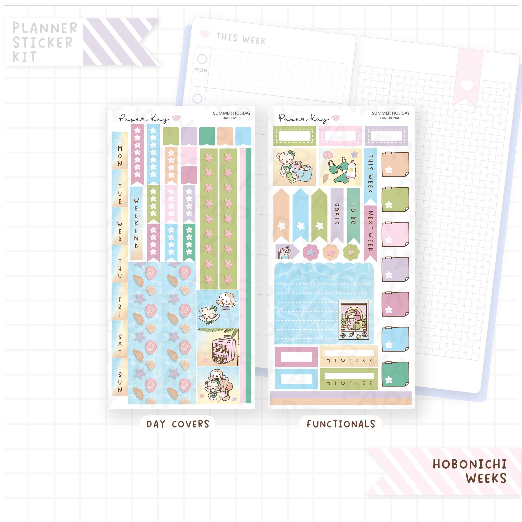 Summer Holiday Hobonichi Weeks Sticker Kit