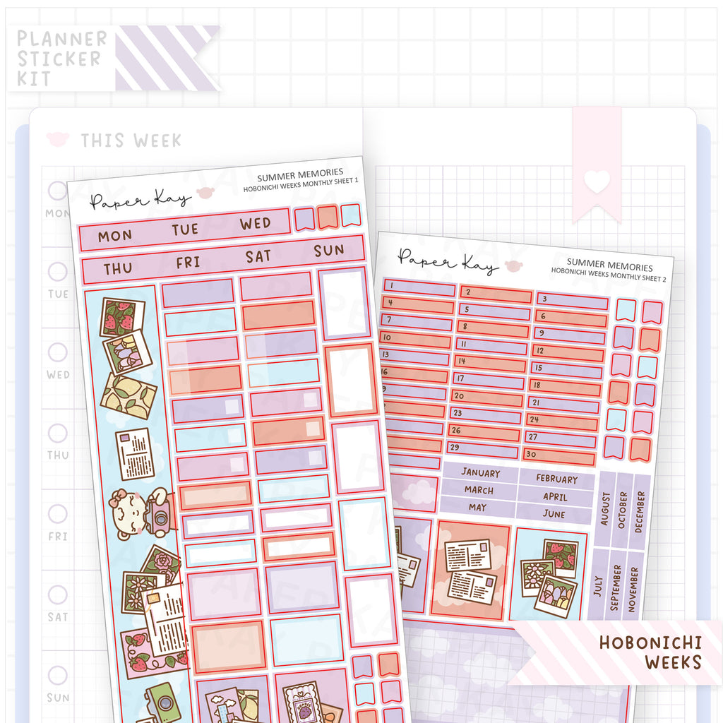 Summer Memories Hobonichi Weeks Monthly Sticker Kit