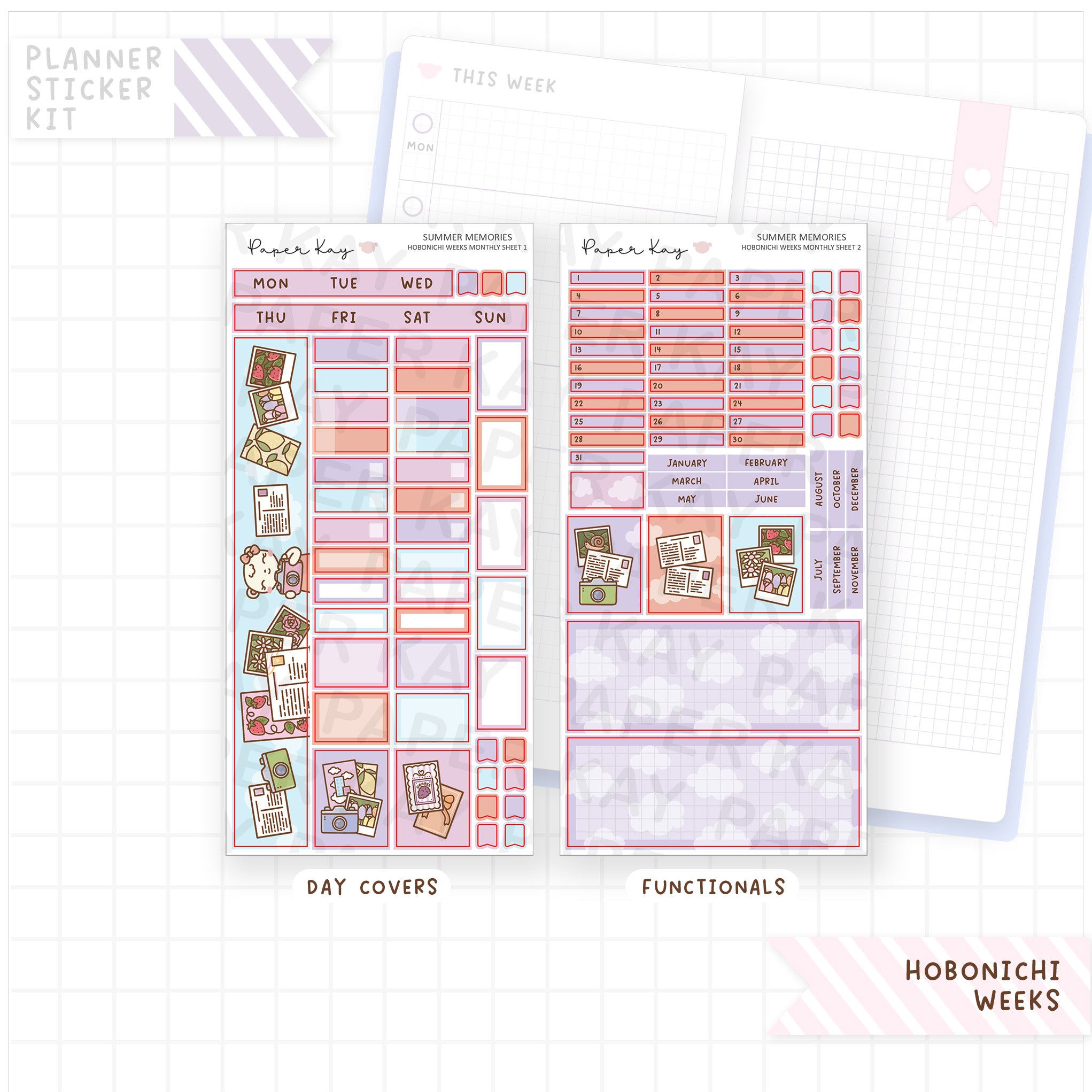 Summer Memories Hobonichi Weeks Monthly Sticker Kit
