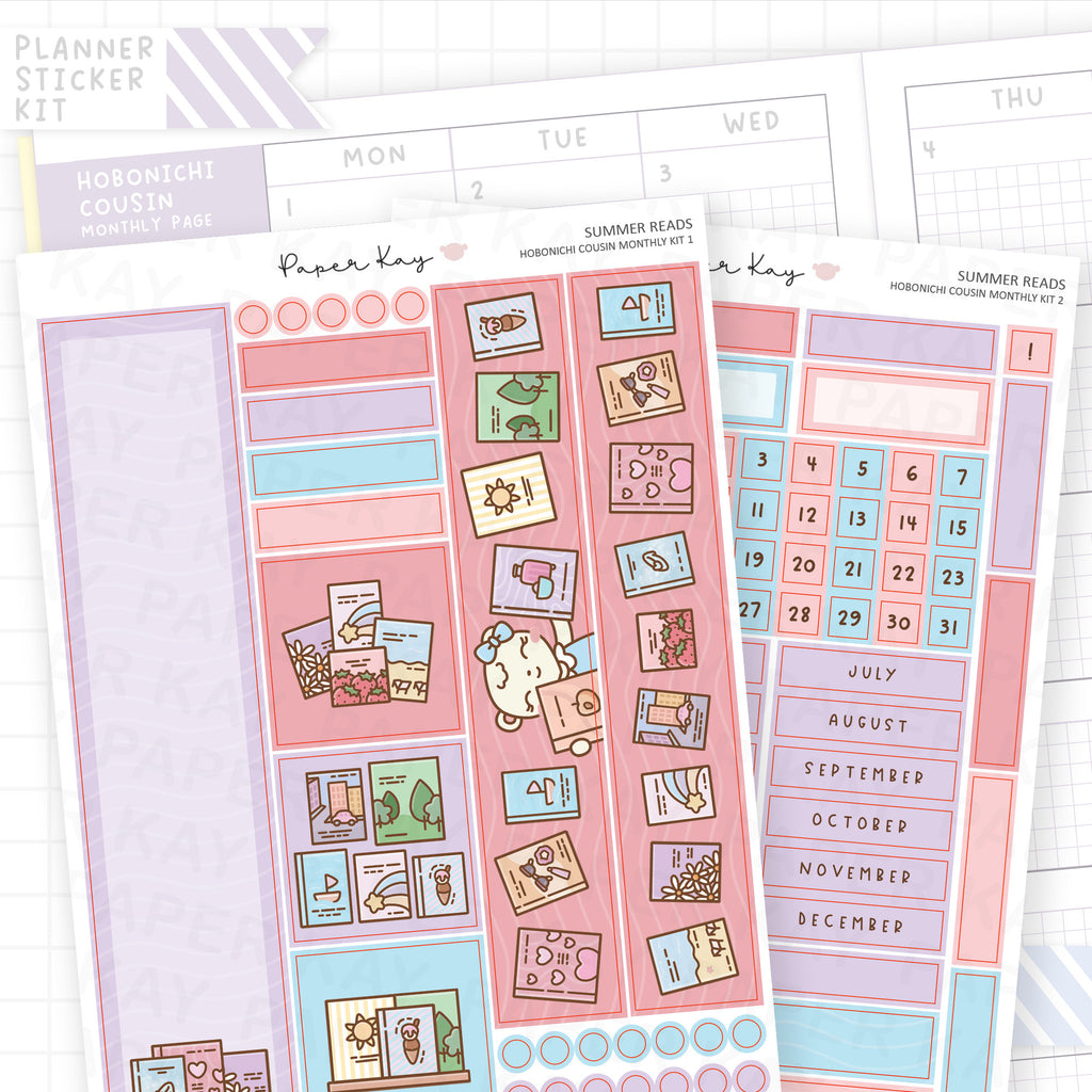 Summer Reads Hobonichi Cousin Monthly Sticker Kit