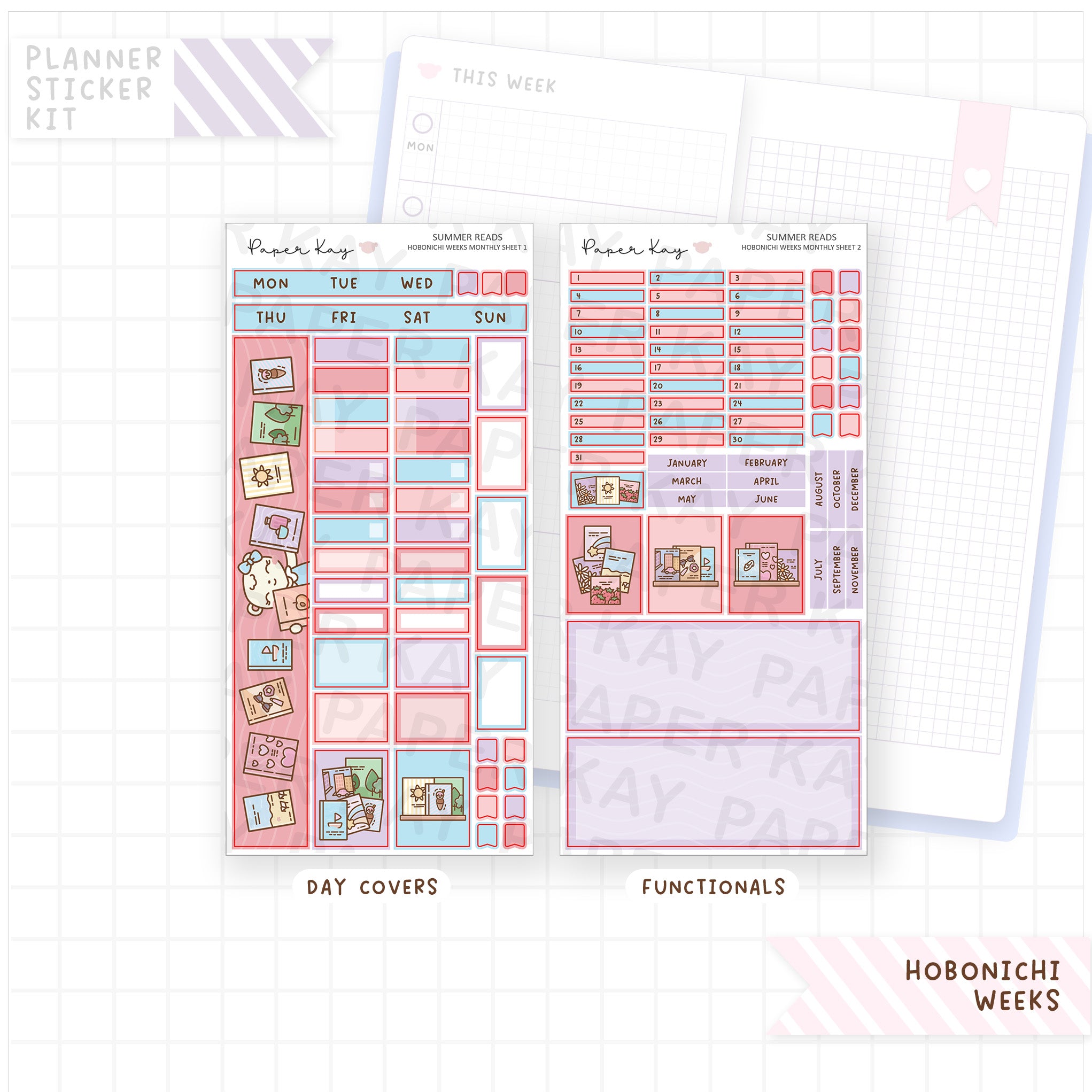 Summer Reads Hobonichi Weeks Monthly Sticker Kit
