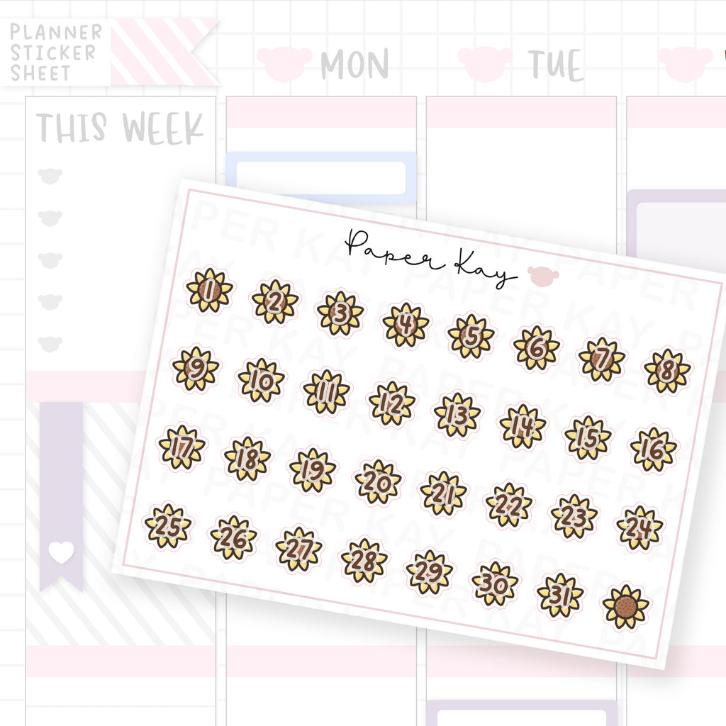 Sunflower Date Dot Stickers
