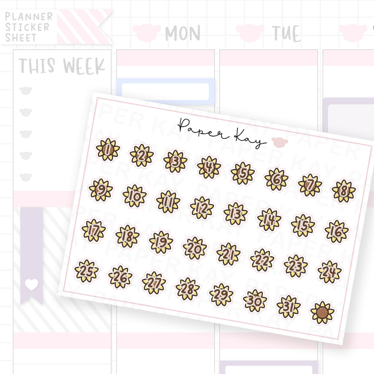Sunflower Date Dot Stickers