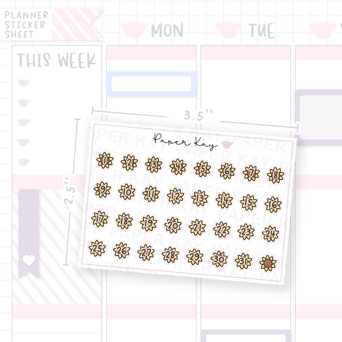 Sunflower Date Dot Stickers