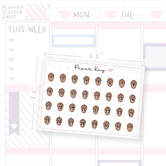 Sweater Weather Acorn Date Dot Stickers