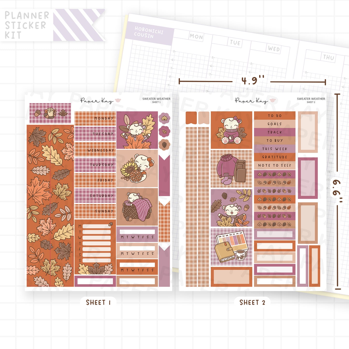 Sweater Weather Hobonichi Cousin Sticker Kit