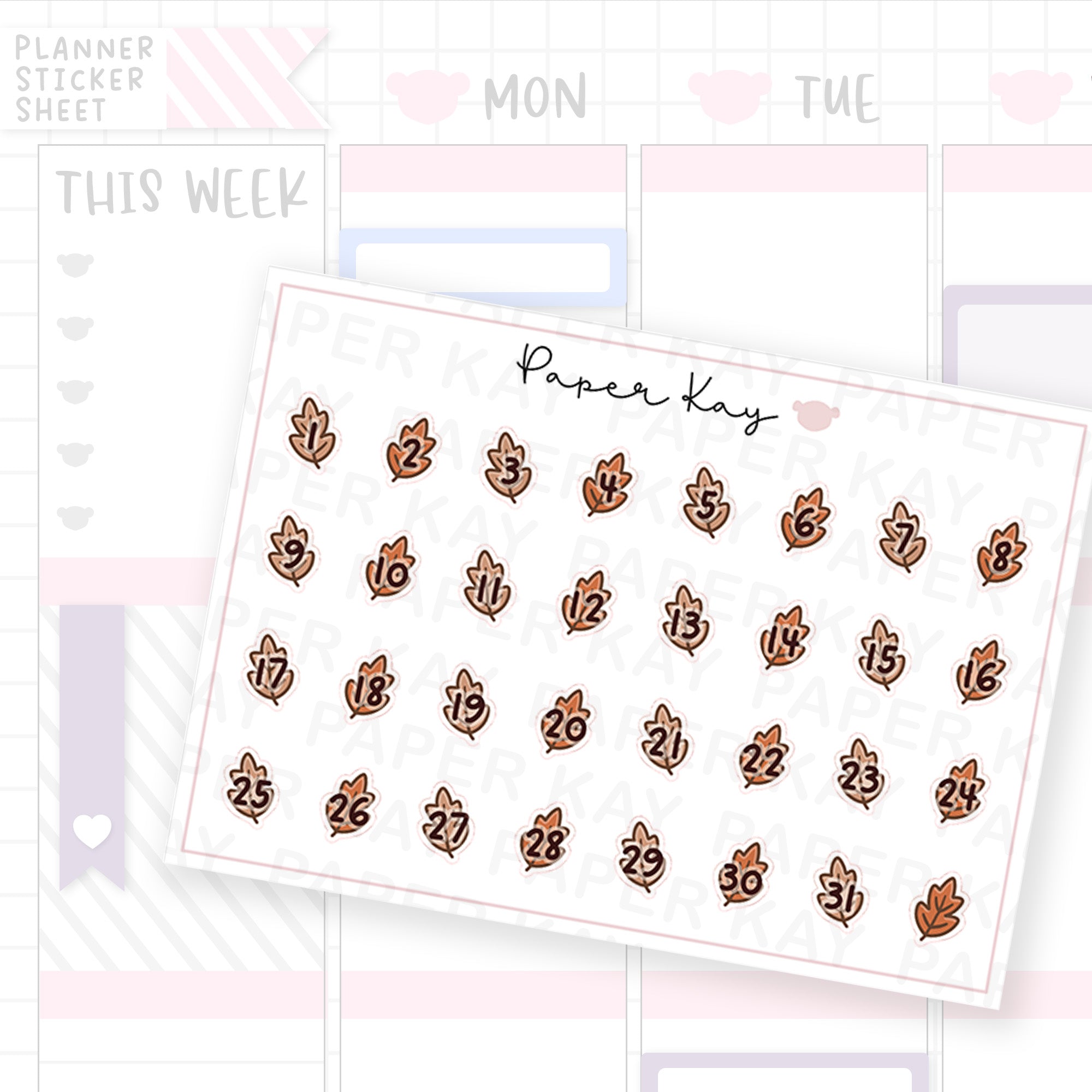 Sweater Weather Leaf Date Dot Stickers