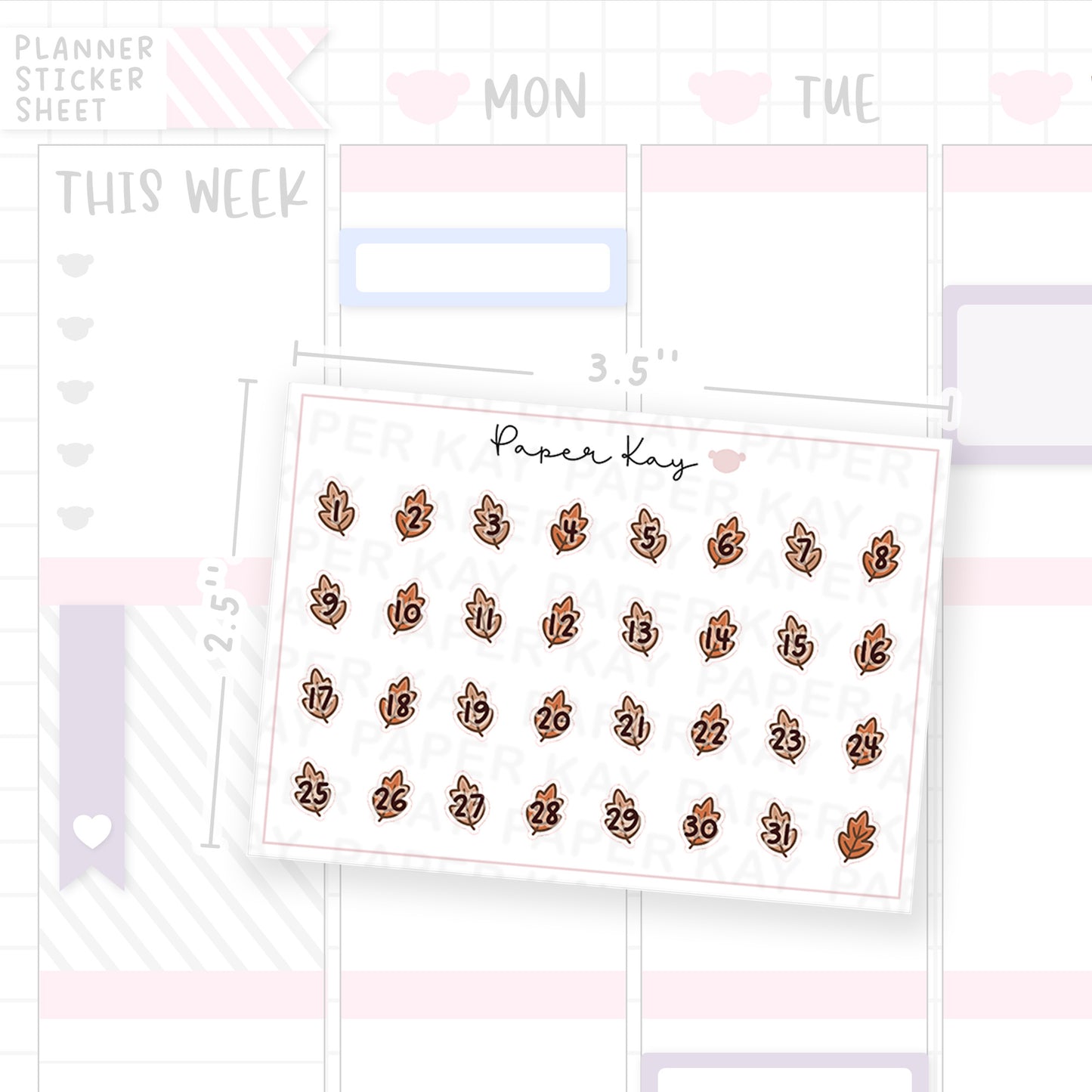 Sweater Weather Leaf Date Dot Stickers