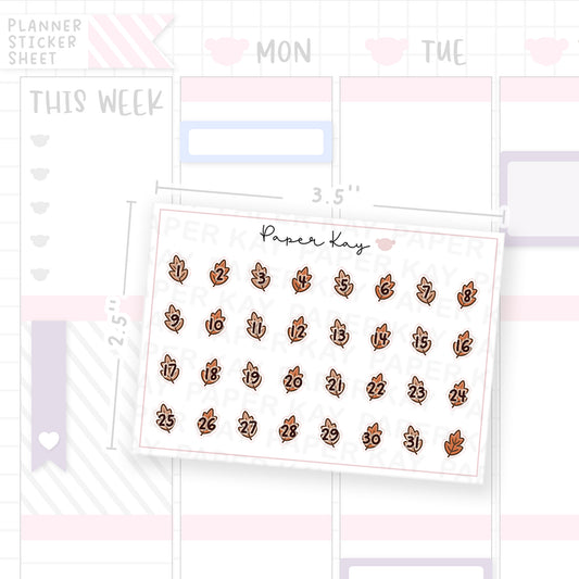 Sweater Weather Leaf Date Dot Stickers