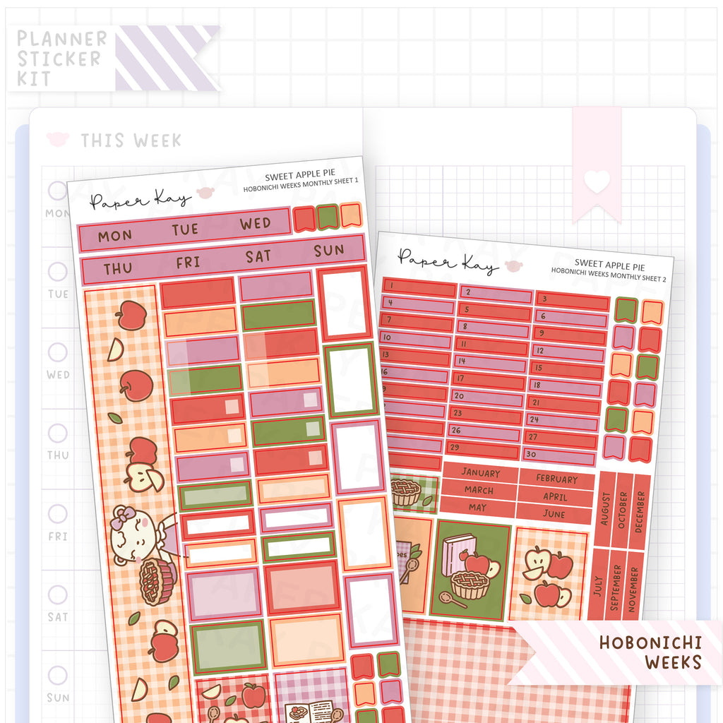 Sweet Apple Pie Hobonichi Weeks Monthly Sticker Kit
