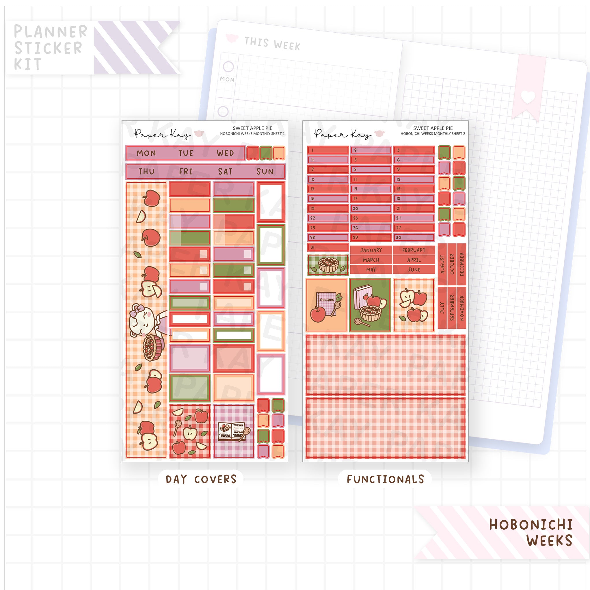 Sweet Apple Pie Hobonichi Weeks Monthly Sticker Kit
