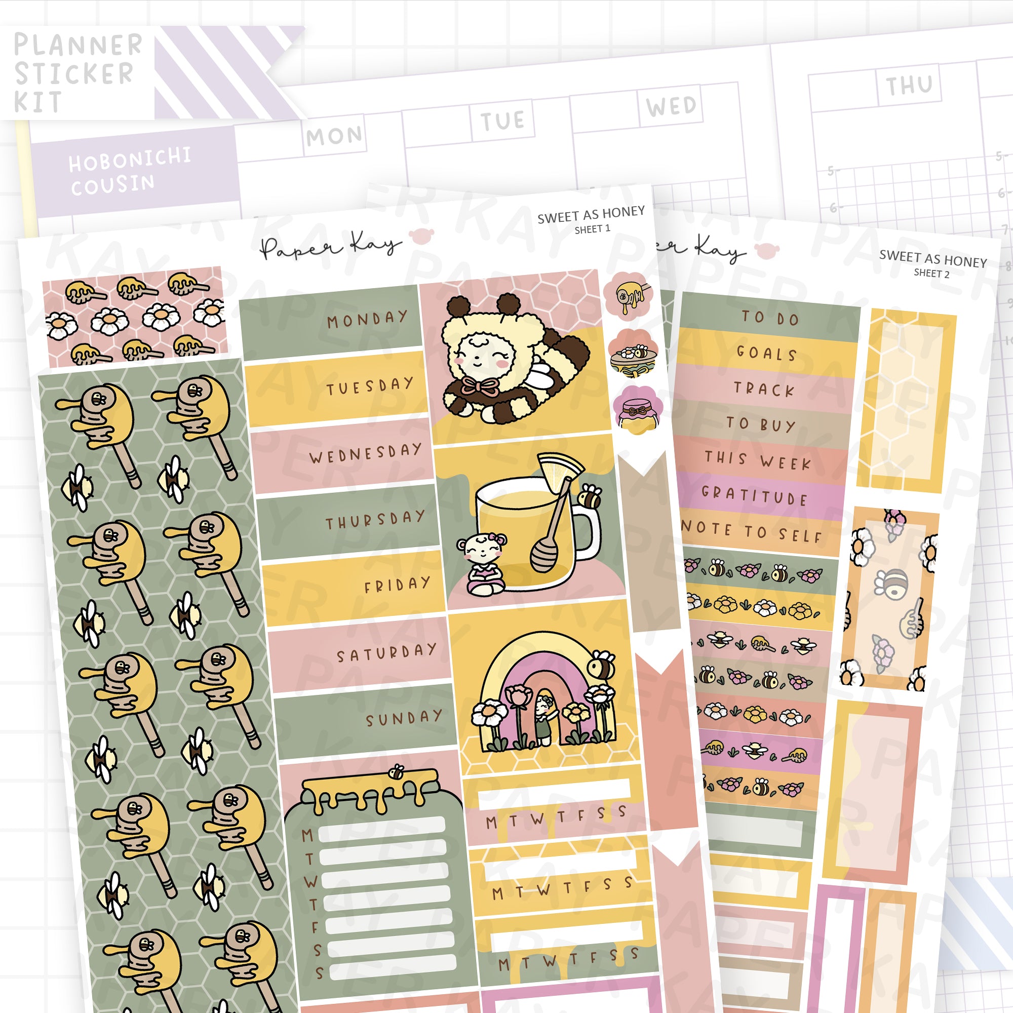 Sweet as Honey Hobonichi Cousin Sticker Kit