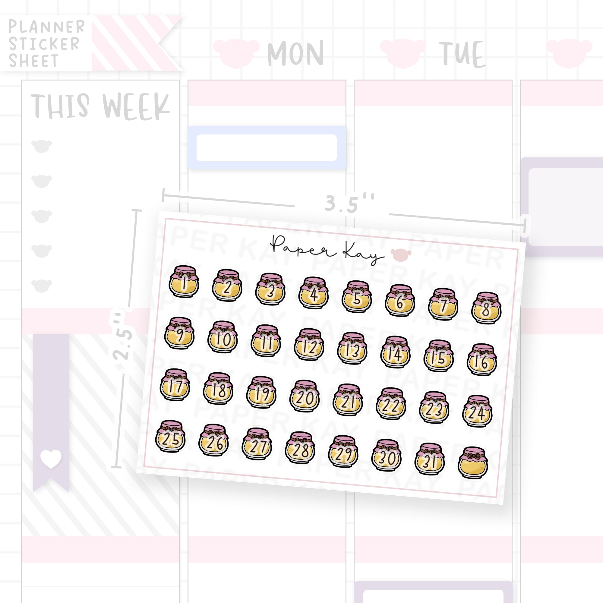 Sweet as Honey Honey Jar Date Dot Stickers