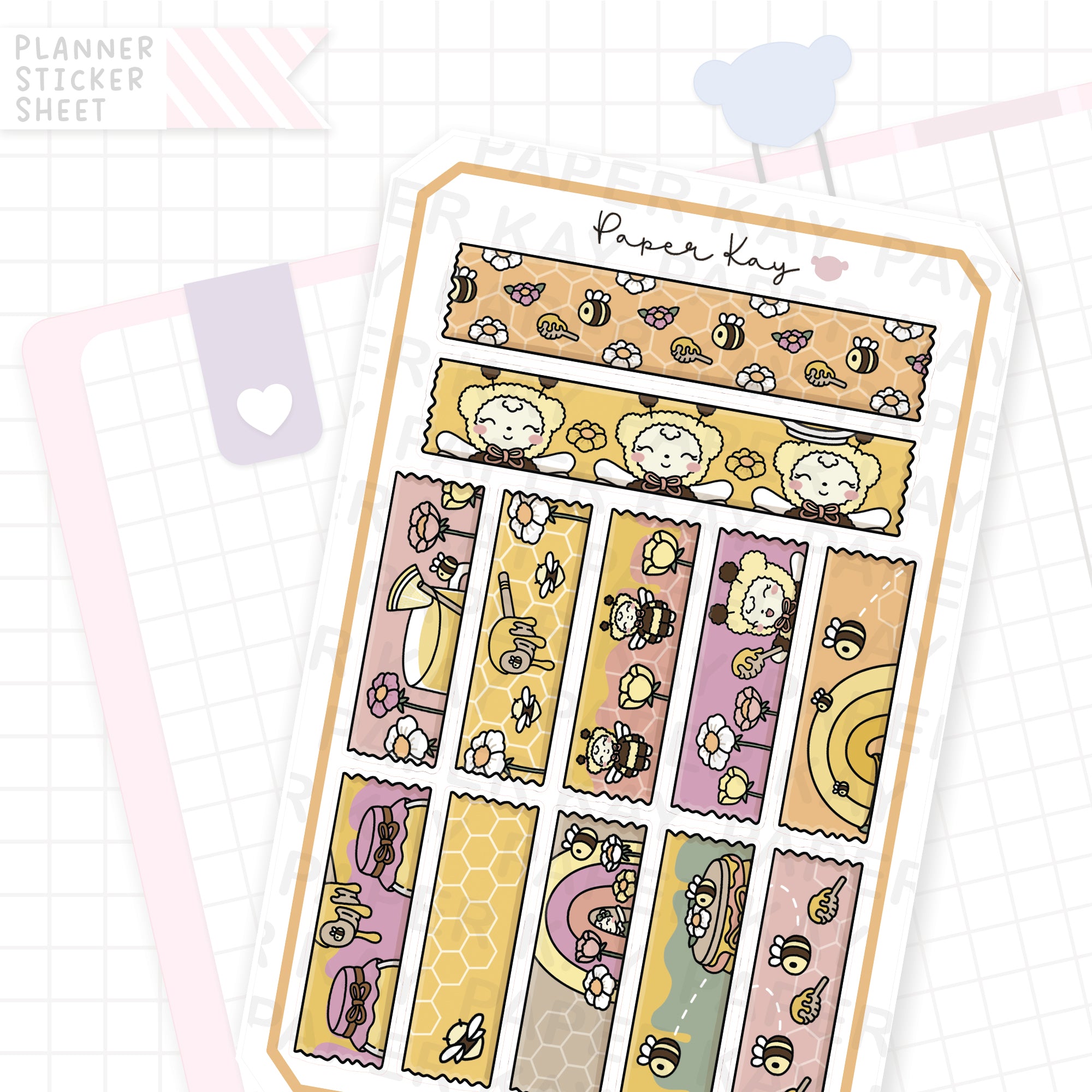Sweet as Honey Washi Strip Bujo Deco Stickers