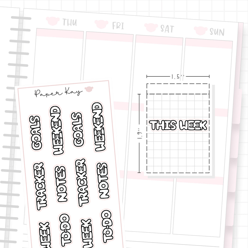 This Week Bubble Text - Bujo Planner Stickers