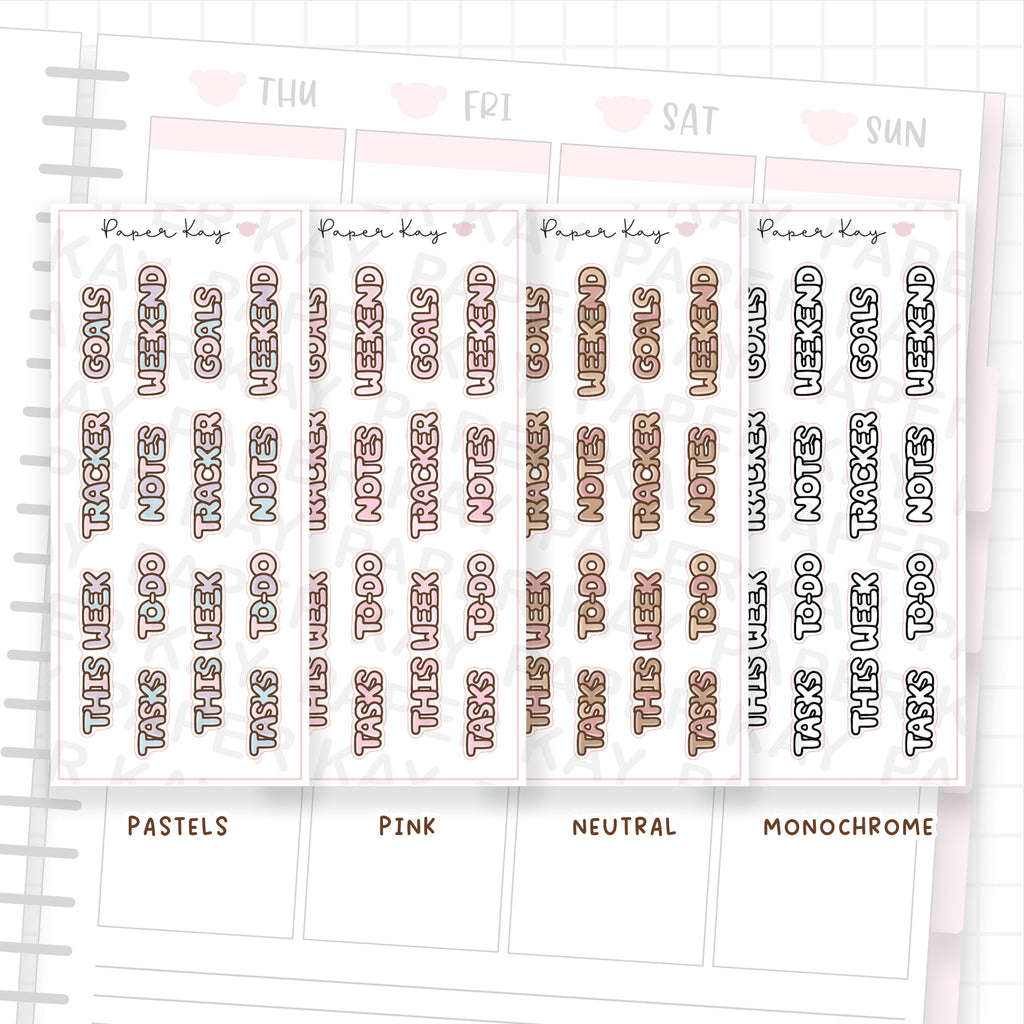 This Week Bubble Text - Bujo Planner Stickers